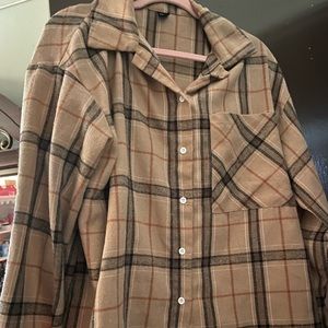 SHEIN Plaid Button Through Pocket Front Shirt